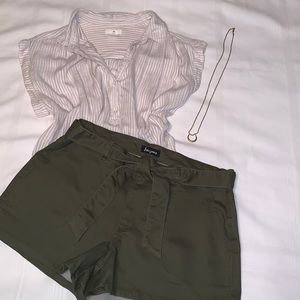 Utility styled shorts with front tie belt